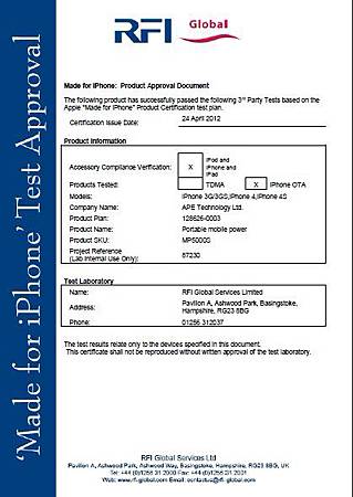 M5000S Apple Certificate
