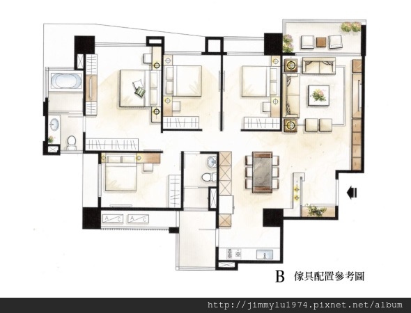 [竹東自強] 喬立建設「喬立富境」(大樓) 2014-08-31 012 B戶家具配置參考圖.jpg