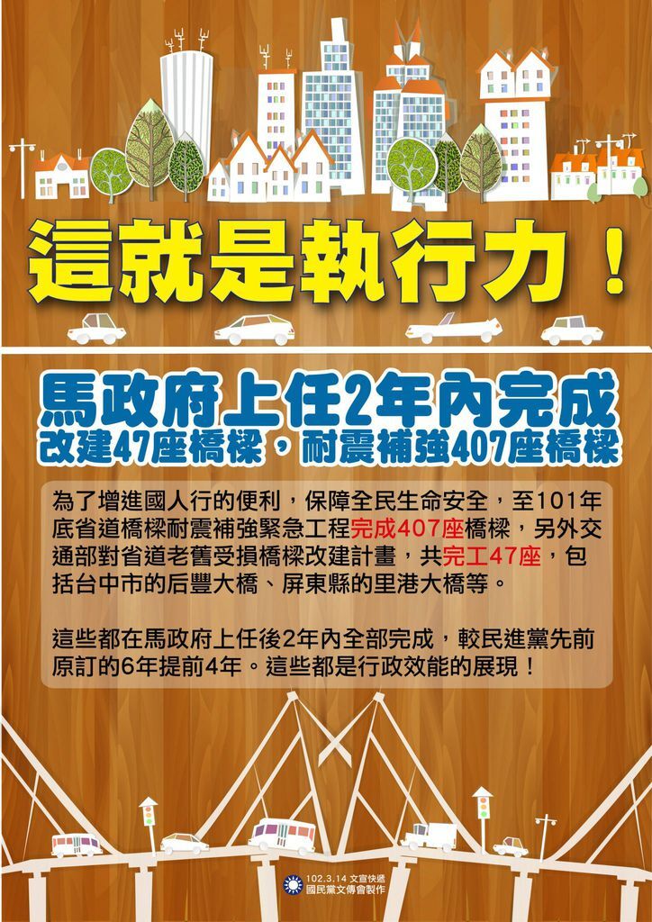 0315這就是執行力！馬政府上任2年內完成改建47座橋樑