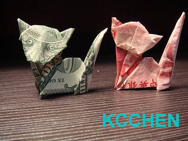 鈔票摺紙 貓咪 dollar bill origami6 鈔票摺紙 貓咪 dollar bill origami6