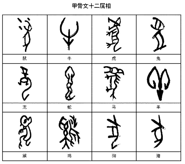 甲骨文12生肖 甲骨文12生肖