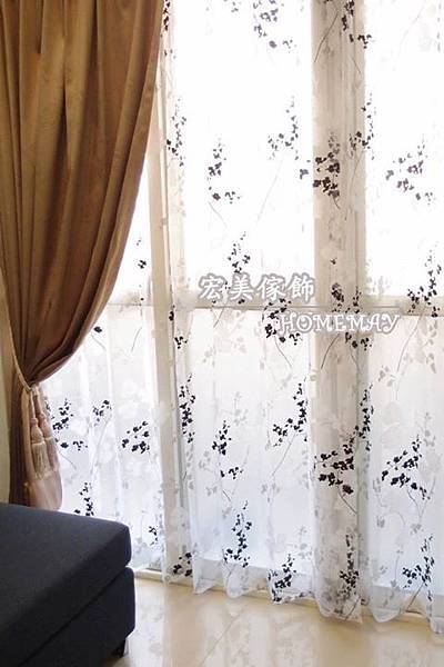 【宏美窗簾】黑白 枝葉樹影 無縫紗 窗紗 柔化光線 營造浪漫氛圍
