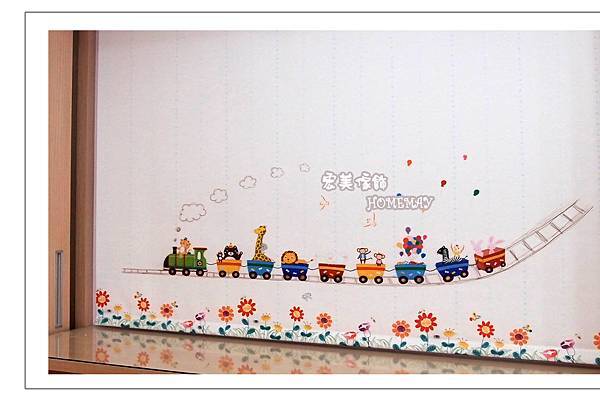 【桃園宏美窗簾】可愛動物小火車 彩色 手繪 卡通【微光.遮光】捲簾
