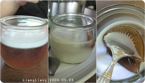 這茶凍真的很有韌性!! 我用湯匙往下挖都沒辦法輕鬆分開... 這茶凍真的很有韌性!! 我用湯匙往下挖都沒辦法輕鬆分開...