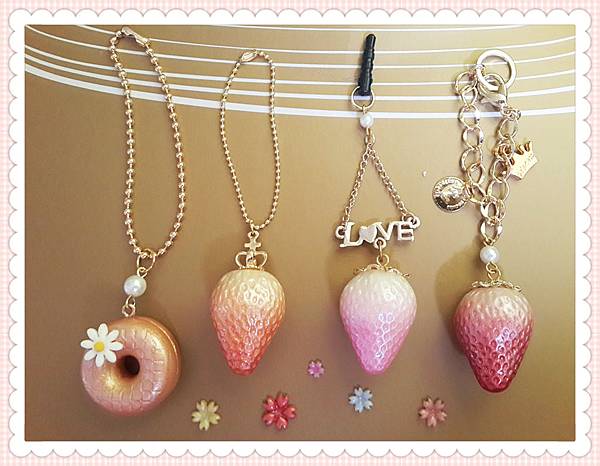 珠寶黏土-小草莓/甜甜圈吊飾