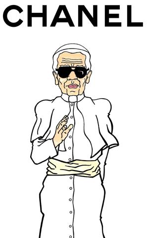 HabemusKARLChanelCreativedirectorKarlLagerfeldArtSatirePopeMissionaryPortraitIllustrationCartoonReligionFashionLuxuryHumorChicBiblebyaleXsandroPalomboSmall HabemusKARLChanelCreativedirectorKarlLagerfeldArtSatirePopeMissionaryPortraitIllustrationCartoonReligionFashionLuxuryHumorChicBiblebyaleXsandroPalomboSmall