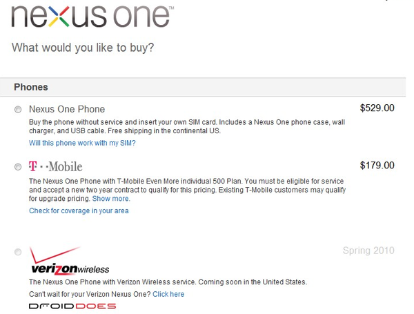 Nexus One Sales