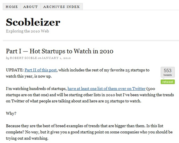 Scobleizer 25 Startups to Watch 2010