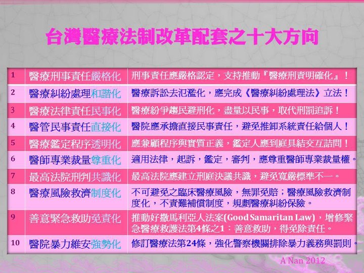 台灣需要什麼樣的醫療法制改革十大工程