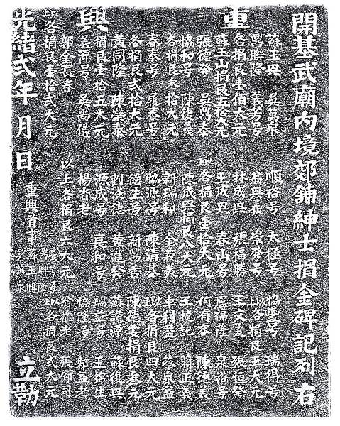 2-3-034:重興開基武廟內境郊舖紳士捐金碑記 2-3-034:重興開基武廟內境郊舖紳士捐金碑記