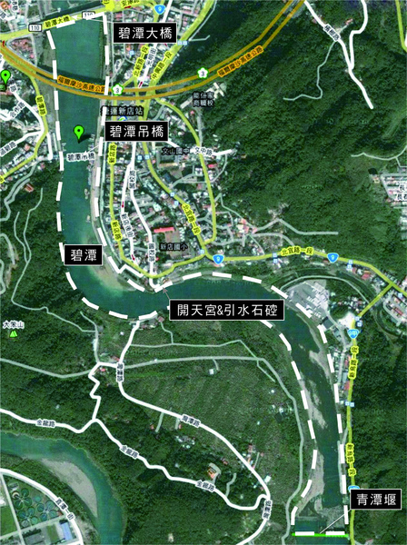 碧潭風景特定區 ,位於新店市中心位置,處於新店溪的中游,範圍自青潭堰下游至碧潭大橋面積為27公頃。.jpg