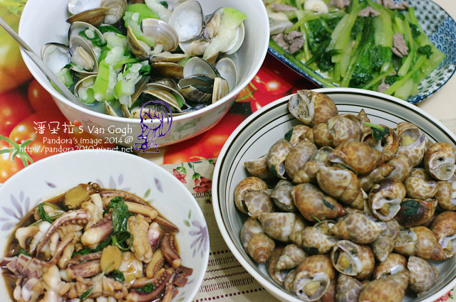 2014.05.27-蛤蠣絲瓜、椒鹽鳳螺、三杯透抽、肉絲炒A菜-.jpg 2014.05.27-蛤蠣絲瓜、椒鹽鳳螺、三杯透抽、肉絲炒A菜-.jpg