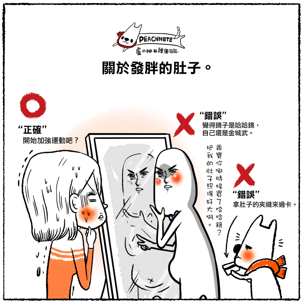 關於發胖的肚子 ●啾啾,肚子,哈哈鏡。