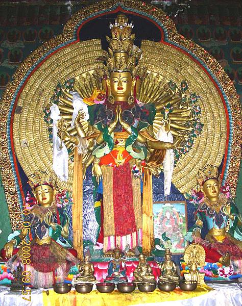 千手觀音白度母與綠度母三尊壇城