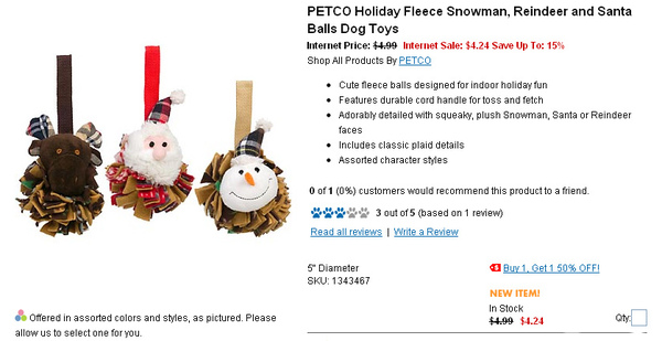 PETCO Holiday Fleece Snowman, Reindeer and Santa Balls Dog Toys  page.jpg