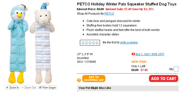 PETCO Holiday Winter Pals Squeaker Stuffed Dog Toys  page.jpg