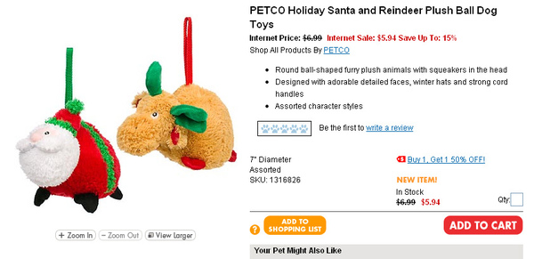 PETCO Holiday Santa and Reindeer Plush Ball Dog Toys  page.jpg