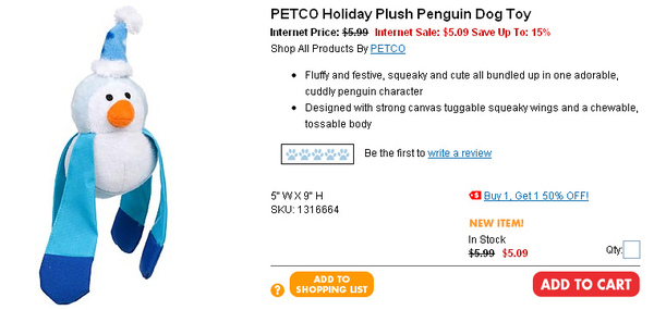 PETCO Holiday Plush Penguin Dog Toy page.jpg