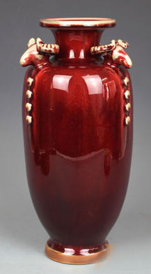 中國 清時代 鈞窯 紅藍窯變大筆洗