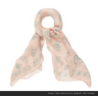 ROSE LIGHT GREEN SILK SKULL SCARF