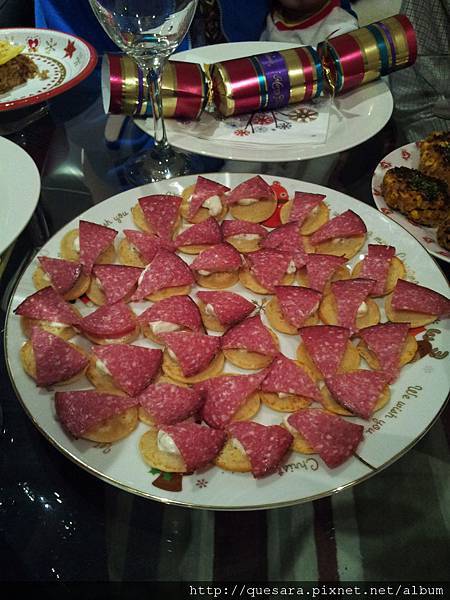 Blinis with Salami and Creme Fraiche
