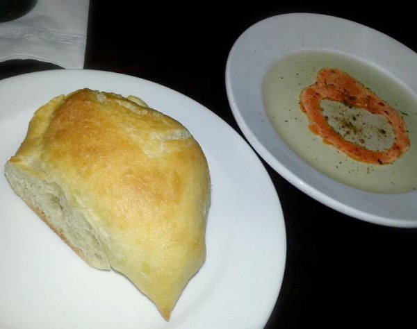 Bread and Olive Oil with Roasted Bell Pepper Puree