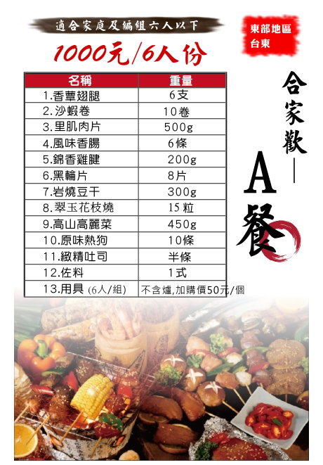 合家歡1000/6人份