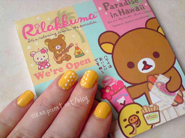 指甲彩_懶熊黃x白水玉_001