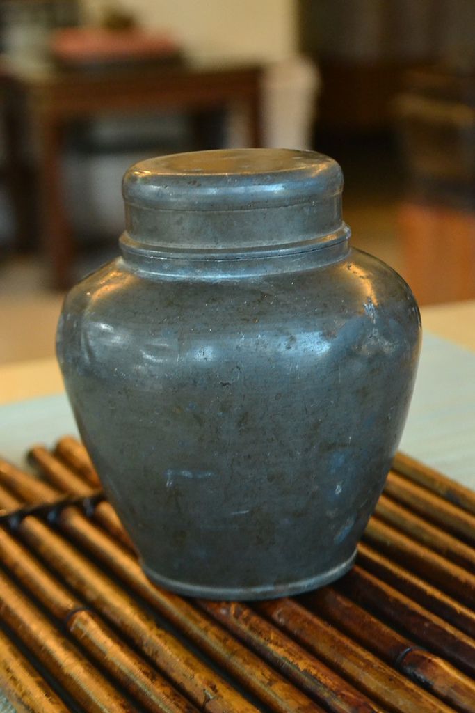 中國點銅老錫罐錫茶入純錫276克,開門老件,僅此一件－鐵壺,老鐵壺