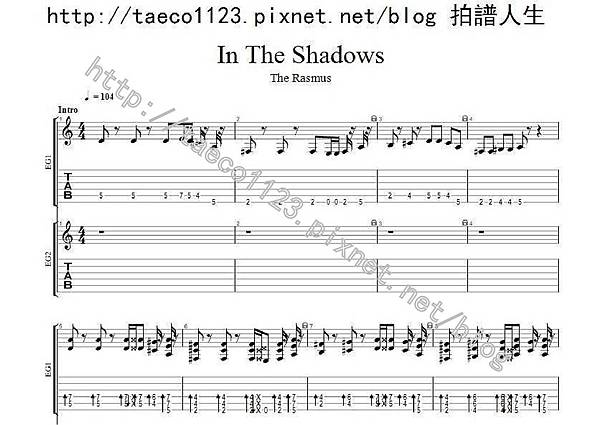 The Rasmus-In The Shadows 吉他譜(GP) The Rasmus-In The Shadows 吉他譜(GP)