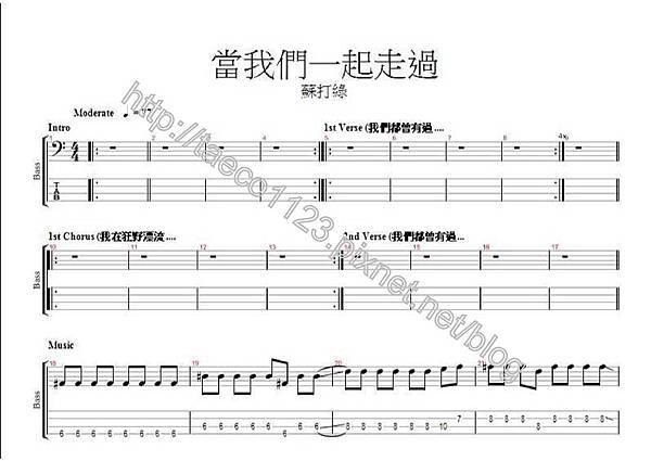 蘇打綠-當我們一起走過 BASS譜(GP) 蘇打綠-當我們一起走過 BASS譜(GP)