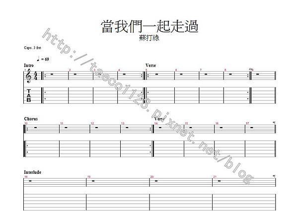蘇打綠-當我們一起走過 吉他譜(GP) 蘇打綠-當我們一起走過 吉他譜(GP)