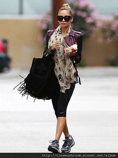 Nicole-Richie-Alexander-McQueen-Scarf-IRO-Jacket-Simone-Camille-Backpack-House-Harlow-Shades-UpscaleHype