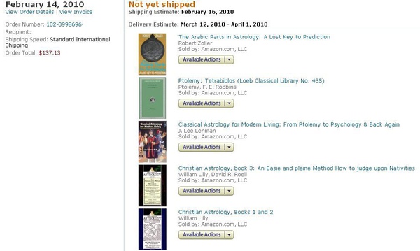 2010-02-14 亞馬遜買的英文原文占星書