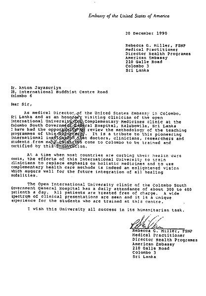 1990-12-20-美國駐斯里蘭卡大使館的信