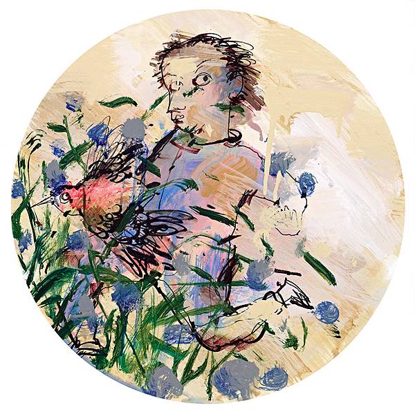 葉永青_Ye_Yongqing_  奔逃_Running_直徑60cm_2014_布面丙烯_Acrylic_on_Canvas