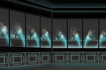 十二獸首噴水模擬