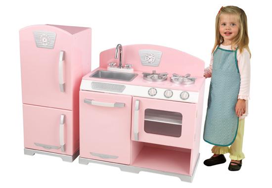 kidkraft pink retro kitchen & refrigerator