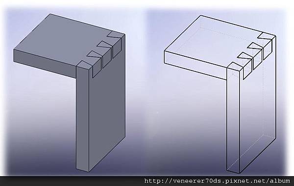 燕尾榫 (鳩尾榫) Dovetail Joints 或稱貫穿鳩尾榫-Through Dovetail