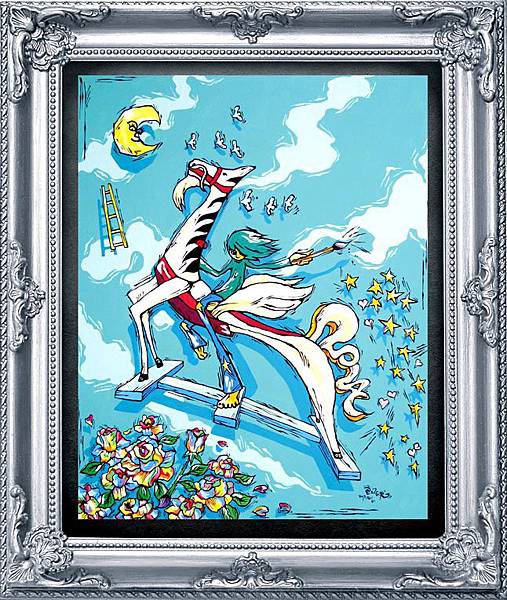 『天馬行空』  2013年12-炳烯漆畫 72x 91cm 30F 