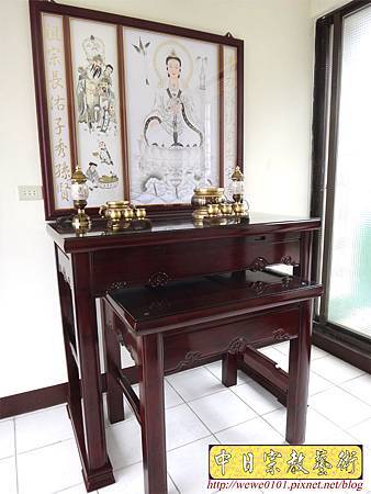 N22902.佛堂設計 4尺2紫檀神桌 手繪觀音聯 高級銅器香爐祖爐.JPG N22902.佛堂設計 4尺2紫檀神桌 手繪觀音聯 高級銅器香爐祖爐.JPG
