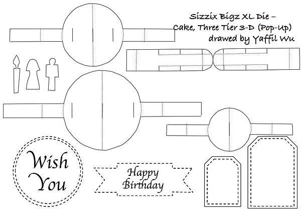 Sizzix Bigz XL Die - Cake, Three Tier 3-D (Pop-Up)