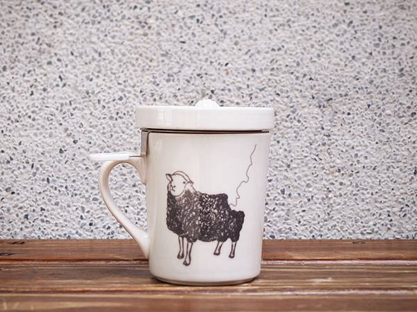 鹿府 Fairly Tail 系列附杯蓋馬克杯 綿羊 松鼠