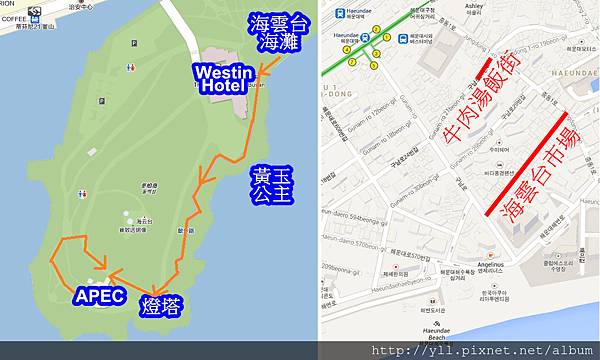 冬柏公園 & 海雲台地圖