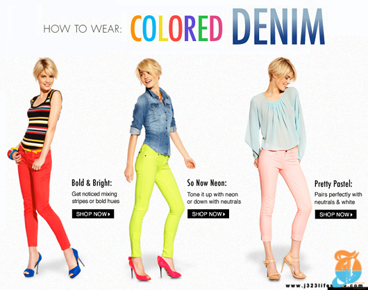 howToWearColoredDeminSale