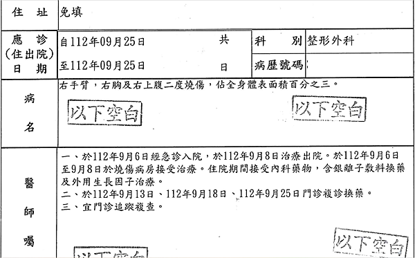兒童二度(二級)燒燙傷理賠實務
