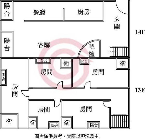 R15.R16雙捷運景觀樓中樓格局圖