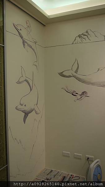 里莫牆壁彩繪 牆壁彩繪 海底世界