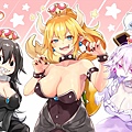 yande.re 485120 sample bowsette bowsette_jr. cleavage dress horns new_super_mario_bros._u_deluxe pointy_ears princess_chain_chomp princess_king_boo sukemyon tail.jpg
