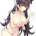 yande.re 485241 sample animal_ears atago_(azur_lane) azur_lane bikini breast_hold ikomochi swimsuits undressing.jpg